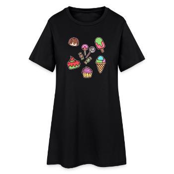 Bonbons Dessert Crème glacée Cupcake Gâteau Bonbons - Robe T-shirt Femme - noir - Devant