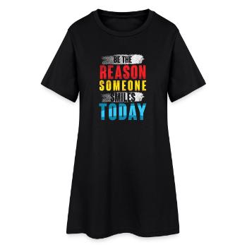 Motivierendes Spruchdesign in bunten Farben - Frauen T-Shirt-Kleid - Schwarz - Vorne