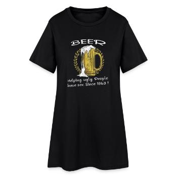 La bière à motif de chemise de bière fraîche aide au sexe - Robe T-shirt Femme - noir - Devant