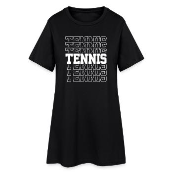 Tennis Typography Pattern Multiple Font - Women’s T-Shirt Dress - black - Front
