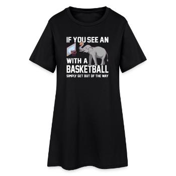 Si vous voyez un éléphant avec un ballon de basket disant - Robe T-shirt Femme - noir - Devant