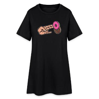 Cuisson Calories Bonbons Beignet Snacking Délicieux - Robe T-shirt Femme - noir - Devant
