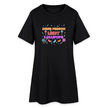 Naschkatzen Bonbon Statement Süßigkeiten Naschen - Frauen T-Shirt-Kleid - Schwarz - Vorne