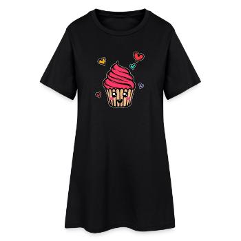 Cupcake Heart Baking Delicious Sweets Sweets - Women’s T-Shirt Dress - black - Front