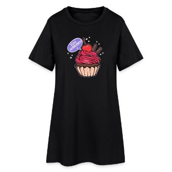 Süßigkeiten Statement Backen Cupcake Naschen - Frauen T-Shirt-Kleid - Schwarz - Vorne