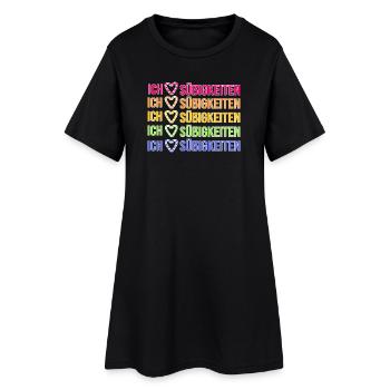 Naschkatzen Ich Liebe Süßigkeiten Nachspeise - Frauen T-Shirt-Kleid - Schwarz - Vorne