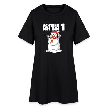 1.Geburtstag Schneemann 1 Jahre Geschenk - Frauen T-Shirt-Kleid - Schwarz - Vorne