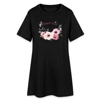 fleur fille fleurs fille romantique petite amie lol - Robe T-shirt Femme - noir - Devant