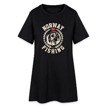 Norvège Fishing Angler Fishing Tour - Robe T-shirt Femme - noir - Devant