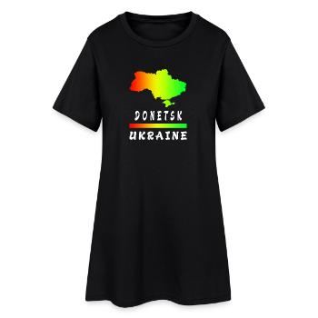 Donetsk Ukraine Regenbogen Design - Frauen T-Shirt-Kleid - Schwarz - Vorne