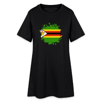 Simbabwe Flaggen Klecks - Frauen T-Shirt-Kleid - Schwarz - Vorne
