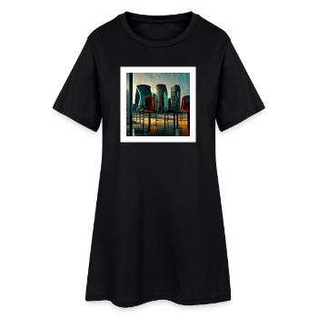 scène urbaine futuriste - affiche - Robe T-shirt Femme - noir - Devant