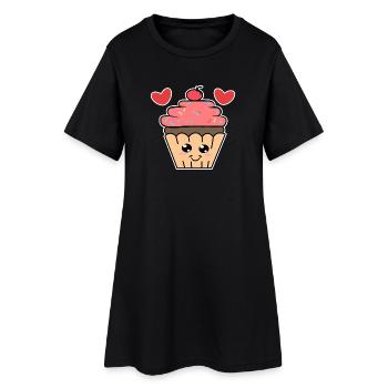 Cupcake Coeur Délicieux Snacking Bonbons Calories - Robe T-shirt Femme - noir - Devant