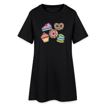 Bonbons Snacking Cake Cookies Cupcake Donut - Robe T-shirt Femme - noir - Devant