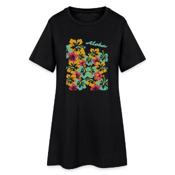 Aloha Hibiscus Thème des vacances hawaïennes - Robe T-shirt Femme - noir - Devant