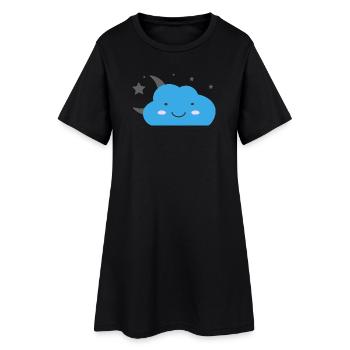 Nuage kawaii et ciel étoilé - Robe T-shirt Femme - noir - Devant