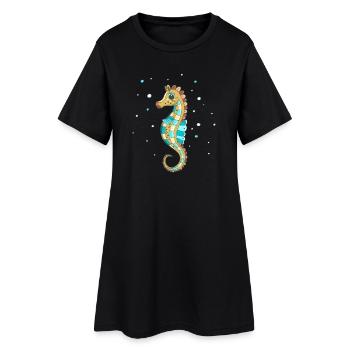Motif mignon hippocampe - Robe T-shirt Femme - noir - Devant