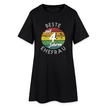 beste Ehefrau seit 4 Jahren 4. Hochzeitstag retro - Frauen T-Shirt-Kleid - Schwarz - Vorne