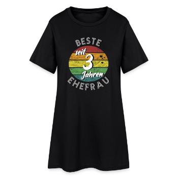 beste Ehefrau seit 3 Jahren 3. Hochzeitstag retro - Frauen T-Shirt-Kleid - Schwarz - Vorne