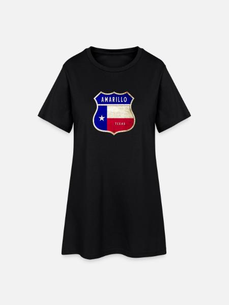 Amarillo Texas Wappen Flaggen Design - Frauen T-Shirt-Kleid - Schwarz