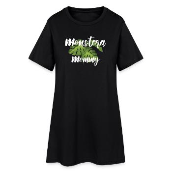 Monstera Mommy Pflanzenmama Pflanzen Geschenk - Frauen T-Shirt-Kleid - Schwarz - Vorne