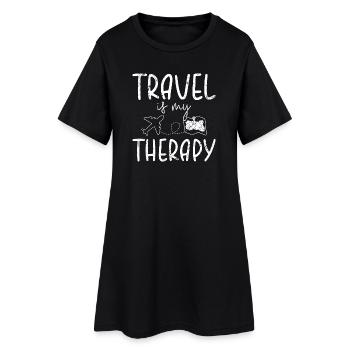 Le voyage est ma thérapie - Robe T-shirt Femme - noir - Devant