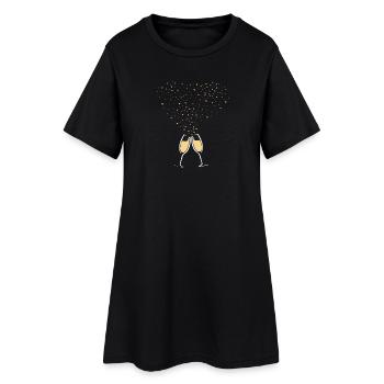 Prosecco pétillant - Vin mousseux - Motif pour trinquer - Robe T-shirt Femme - noir - Devant