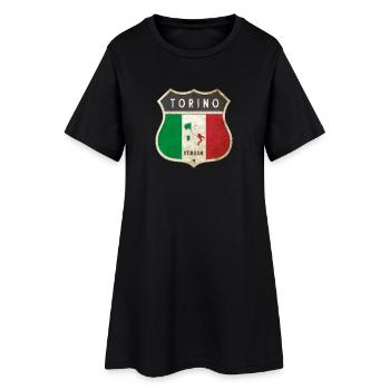 Turin Italie Armoiries Drapeaux Design - Robe T-shirt Femme - noir - Devant
