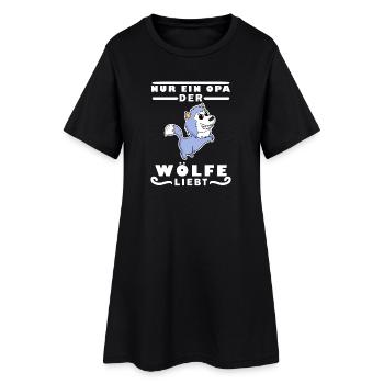 Opa Wolf Wölfe Großvater Geschenk - Frauen T-Shirt-Kleid - Schwarz - Vorne