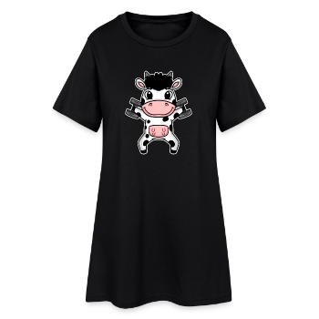 Bodybuilder Vache Fitness Motivation Cadeau - Robe T-shirt Femme - noir - Devant