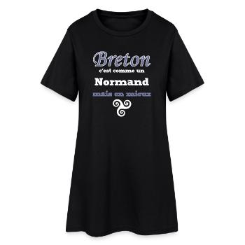 Breton, comme un Normand, mieux - Robe T-shirt Femme - noir - Devant