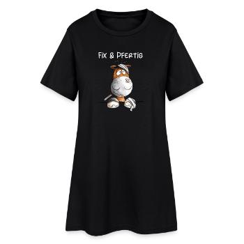 Fix Und Pfertig Pferde Wortsiel Pferd - Frauen T-Shirt-Kleid - Schwarz - Vorne