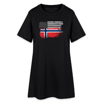 Grunge USA Norway Flag Mash - Women’s T-Shirt Dress - black - Front