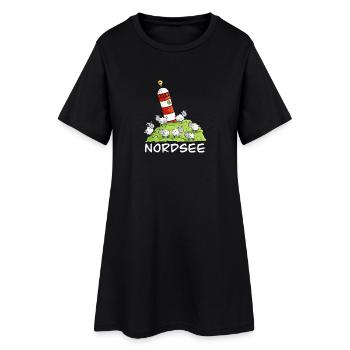 Nordsee Leuchtturm Und Schafe Auf Der Nordseeinsel - Frauen T-Shirt-Kleid - Schwarz - Vorne