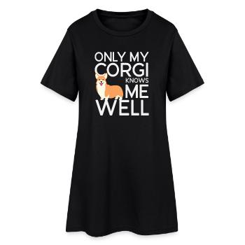 Nur mein Corgi kennt mich gut - Frauen T-Shirt-Kleid - Schwarz - Vorne
