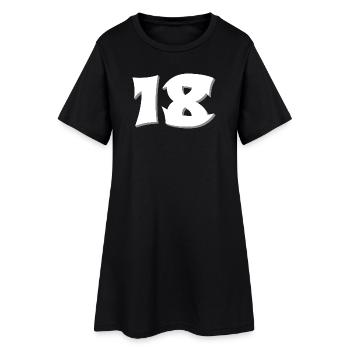 volljährig, 18 schattiert, erwachsen sein - Frauen T-Shirt-Kleid - Schwarz - Vorne
