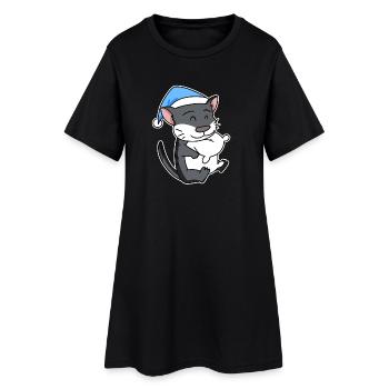 Katze Katzenrasse Norwegische Waldkatze - Frauen T-Shirt-Kleid - Schwarz - Vorne