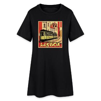 Tramway de Lisbonne - Robe T-shirt Femme - noir - Devant