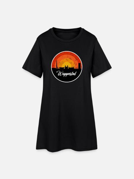 Wuppertal Skyline Schreibschriift - Frauen T-Shirt-Kleid - Schwarz