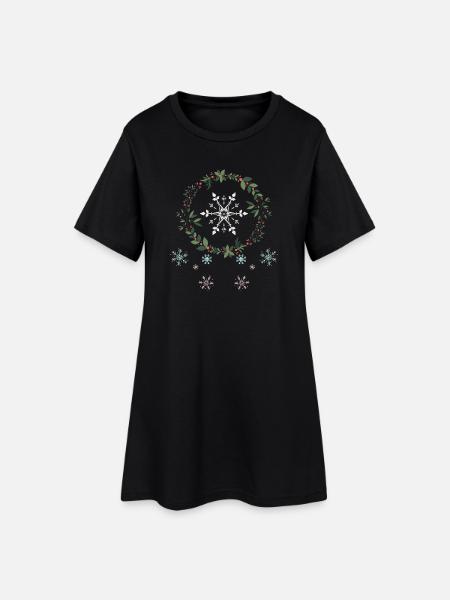 Flocons de neige - Robe T-shirt Femme - noir