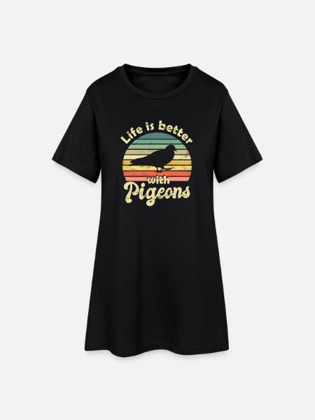 Pigeon Pigeons - Robe T-shirt Femme - noir