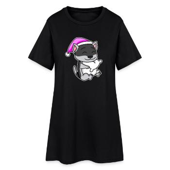 Chien race de chien Siberian Husky - Robe T-shirt Femme - noir - Devant