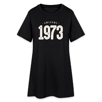 Typographie vieillie vieillie de 1973 - Robe T-shirt Femme - noir - Devant