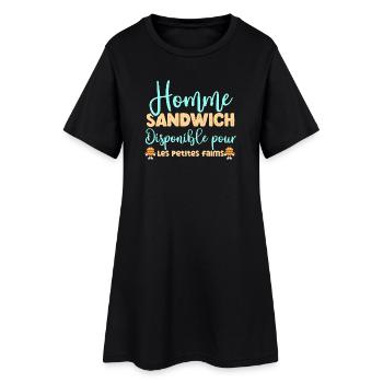 Homme sandwich disponible pour les petites faims - Robe T-shirt Femme - noir - Devant