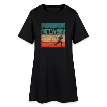 Läuft Jogging Spruch Optimist retro vintage - Frauen T-Shirt-Kleid - Schwarz - Vorne
