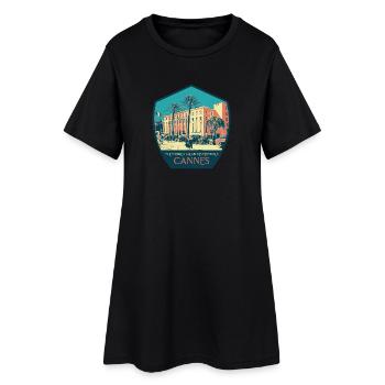Illustration rétro, Palais des Festivals à Cannes - Robe T-shirt Femme - noir - Devant