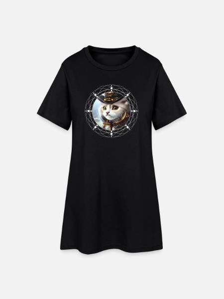 Chaton steampunk mignon - Robe T-shirt Femme - noir
