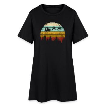 Traîneau vintage du Père Noël au coucher du soleil - Robe T-shirt Femme - noir - Devant