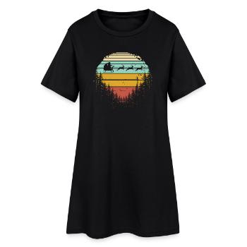 Chiens de traîneau rétro dans Sunset Pines - Robe T-shirt Femme - noir - Devant