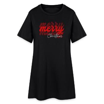 Überlappende Schrift frohe Weihnachten - Frauen T-Shirt-Kleid - Schwarz - Vorne